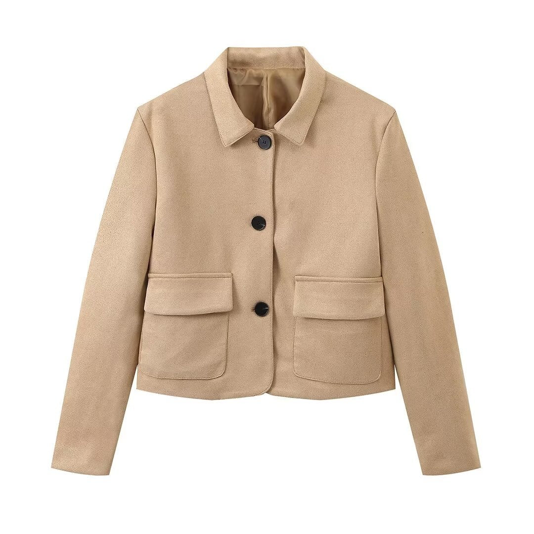Elegance Retro Lapel Fashionable All-matching Jacket - Bellarte Enchanté Elegance Retro Lapel Fashionable All-matching Jacket